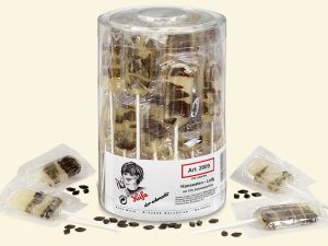 a transparent jar with 100 Küfa Hanseatic Lollies