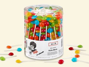 transparent plastic jar with 100 Küfa Minis lollies