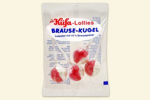 Tüte/SB-Beutel mit 4 Küfa Brause-Kugeln (Lutscher/Lolly)