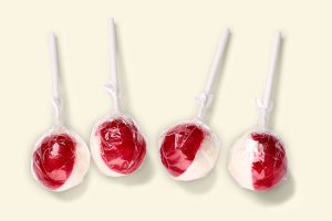 Küfa sherbet red and white ball lolly with cherry flavor and sherbet