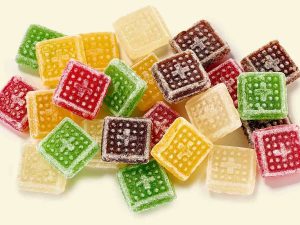 Küfa Cross-Selection (colorful candy mix, square candies with cross embossing, different flavors)