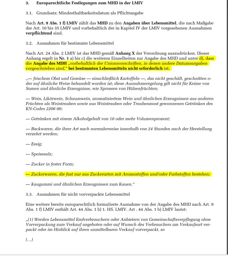 Auszug aus der Ausarbeitung des wissenschaftlichen Dienstes des Bundestags zum Mindesthaltbarkeitsdatum
